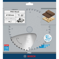Bosch Professional PRO Wood cordless Kreissägeblatt, Ø 190mm, 48Z Bohrung 30mm, für Akku-Handkreissägen