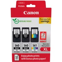 Canon Tinte Photo Value Pack 2x PG-560XL/CL-561XL inkl. 50 Blatt 10x15 Fotopapier