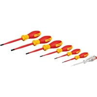 Bosch Professional VDE Schraubendreher-Set PH/SL Professional, 7-teilig rot/gelb, 6 VDE-Schraubendreher, Phasenprüfer SL3