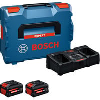 Bosch Professional EXPERT Starter-Set 18V, 2x EXBA 18V-80 + Ladegerät EXAL18V2-320 schwarz, 2x Li-Ionen Akku 8Ah, L-BOXX, AMPShare Alliance