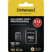 Intenso UHS-I Professional 512 GB microSDXC, Speicherkarte schwarz, UHS-I U3, Class 10