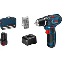Bosch Professional Akku-Bohrschrauber GSR 12V-15 Professional, 12Volt blau/schwarz, 2x Li-Ionen Akku 2,0Ah, 25 Bits