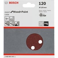 Bosch Schleifblatt C430 Expert for Wood and Paint, Ø 125mm, K120 5 Stück, für Exzenterschleifer