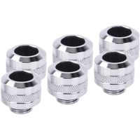 Alphacool Eiszapfen PRO 13mm HardTube Fitting G1/4 - Chrome, Verbindung chrom, 6er Set