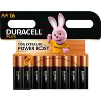 Duracell Plus Alkaline Batterie, Mignon AA LR06 1,5V, Extra Life 16 Stück, AA (LR06)