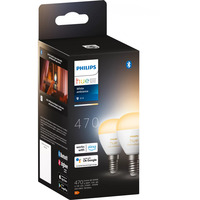 Philips HUE White Ambiance E14 Smarte Lampe Tropfenform Doppelpack 470 lm, LED-Lampe 