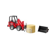 bruder 02192 Schäffer Hoflader 2034 mit Ballengreifzange, Modellfahrzeug rot/schwarz