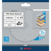 Bosch Kreissägeblatt Standard for Multimaterial, Ø 85mm, 30Z Bohrung 15,875mm, für Akku-Handkreissägen