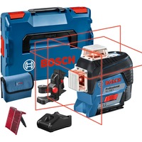 Bosch Professional Linienlaser GLL 3-80 C Professional, L-BOXX, Kreuzlinienlaser blau/schwarz, mit roten Laserlinien, Li-Ionen Akku 2,0Ah