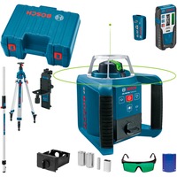 Bosch Professional Rotationslaser GRL 300 HVG Professional, mit Baustativ blau, Koffer, grüne Laserlinie