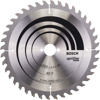 Bosch Kreissägeblatt Optiline Wood, Ø 250mm, 40Z Bohrung 30mm, für Tischkreissägen
