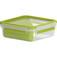 Emsa CLIP & GO Sandwichbox 0,85 Liter, Lunch-Box hellgrün/transparent, mit Einsatz in typischer Dreiecksform