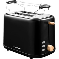 Bestron Toaster ATO850BW schwarz/holz, 800 Watt, für 2 Scheiben Toast