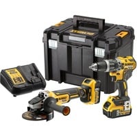 DEWALT Akku-Schlagbohrschrauber + Winkelschleifer Set DCK2080P2T, 18Volt, Werkzeug-Set gelb/schwarz, Kombopack, 2x Li-Ionen Akku 5,0Ah, in TSTAK Box