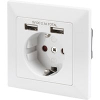 Digitus Sicherheits-Steckdose Unterputz, mit 2x USB-A weiß