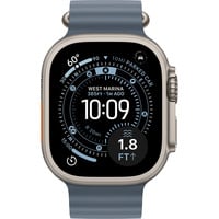 Apple Watch Ultra 3, Smartwatch titan, 49 mm, Ocean Armband maritimblau, Titangehäuse, Cellular