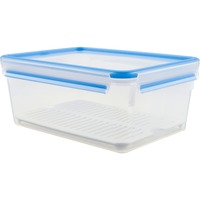Emsa CLIP & CLOSE Frischhaltedose 3,7 Liter transparent/blau, rechteckig, mit Abtropfgitter