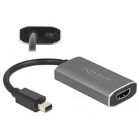 DeLOCK Aktiver Adapter, mini DisplayPort Stecker > HDMI 8K Buchse schwarz/grau, 20cm,  mit HDR Funktion