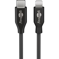 goobay USB 2.0 Adapterkabel, USB-C Stecker > Lightning Stecker schwarz, 50cm, PD, Laden mit bis zu 87 Watt