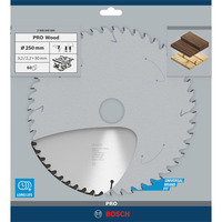 Bosch Professional PRO Wood Kreissägeblatt, Ø 250mm, 60Z Bohrung 30mm, für Tischkreissägen