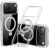 Nevox StyleShell SHOCKFlex mit Standfunktion, Handyhülle transparent, iPhone 17 Pro, kompatibel mit MagSafe