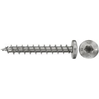 fischer Spanplattenschraube PowerFast II 4,5x40 Halbrundkopf TX 200 Stück, mit Vollgewinde, Edelstahl A2