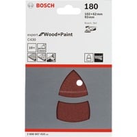 Bosch Schleifblatt C430 Expert for Wood and Paint, 102 x 62 / 93mm, K180 10 Stück, für Multischleifer