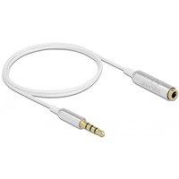DeLOCK Audio Verlängerungskabel 3,5mm 4Pin Stecker > 3,5mm 4Pin Buchse Ultra Slim weiß/silber, 0,5 Meter