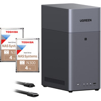 UGREEN DH2300 Bundle mit 2x Toshiba N300 4 TB (MN10ADA400ES), NAS schwarz