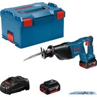 Bosch Professional Akku-Säbelsäge GSA 18 V-LI Professional, 18 Volt blau/schwarz, 2x Li-Ionen Akku 5,0Ah, in L-BOXX