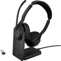 Jabra Evolve2 55, mit Ladestation, Headset schwarz, Stereo, UC, USB-A, Link380a