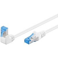 goobay Patchkabel Cat.6a S/FTP (PiMF), 1x 90° gewinkelt weiß, 1 Meter, doppelt geschirmt