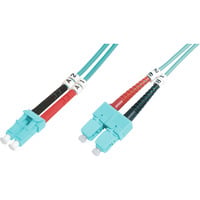 Digitus LWL Patchkabel, Duplex, LC > SC Stecker, Multimode OM3 türkis, 3 Meter