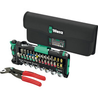 Wera Tool-Check Combi 1, mit KNIPEX Cobra, Bit-Satz schwarz/grün, 40-teilig, inkl. 1/4" Bit-Ratsche und Wasserpumpenzange