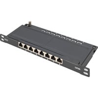 Digitus CAT 6A, Klasse EA Slim Patchpanel, 8 Port schwarz, 0,5 HE, geschirmt