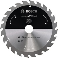 Bosch Kreissägeblatt Standard for Wood, Ø 136mm, 24Z Bohrung 20mm, für Akku-Handkreissägen