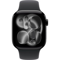 Apple Watch Series 11, Smartwatch schwarz (glänzend), Aluminium, 42 mm, Sportarmband schwarz S/M