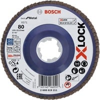 Bosch PRO X571 X-LOCK Fächerschleifscheibe, Ø 125mm, K80 Bohrung 22,23mm, gerade