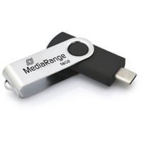 MediaRange USB Type-C 16 GB, USB-Stick schwarz/silber, USB 3.2 Gen 1 Type-C