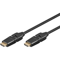 goobay High-Speed-HDMI 360° Kabel schwarz/gold, mit Ethernet, 2 m