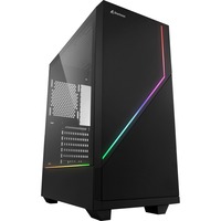 Sharkoon RGB FLOW, Tower-Gehäuse schwarz, Seitenteil aus gehärtetem Glas