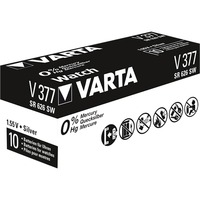 VARTA Silberoxid-Knopfzelle 377, Batterie silber, 10 Stück