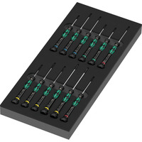Wera 9716 Schaumstoffeinlage Schraubendreher Kraftform Micro Set 2 schwarz/grün, 13-teilig, für Tool Rebel Werkstattwagen