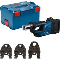 Bosch Professional Akku-Presswerkzeug GPT 18V-19 Professional solo, 18Volt, Kit TH, Pressmaschine blau, ohne Akku und Ladegerät, 3 Pressbacken Compact TH, in L-BOXX