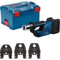 Bosch Professional Akku-Presswerkzeug GPT 18V-19 Professional solo, 18Volt, Kit M, Pressmaschine blau, ohne Akku und Ladegerät, 3 Pressbacken Compact M, in L-BOXX