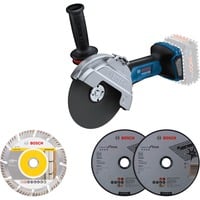 Bosch PRO Akku-Winkelschleifer BITURBO GWS 18V-180 P Professional solo, Ø 180mm blau/schwarz, ohne Akku und Ladegerät, inkl. 3 Trennscheiben