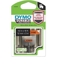 Dymo D1 Hochleistungs-Etikettenband 1978367, Schriftband 12 mm x 3 m, schwarz auf orange