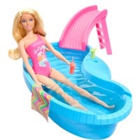 Mattel Barbie Pool mit Puppe mit Pool, Rutsche, Handtuch und Accessoires