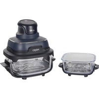 Ninja CRISPi 4-in-1 tragbare Glas-Heißluftfritteuse "Cyber Space" dunkelblaugrau/transparent, 1.700 Watt, 2 Körbe 1,4 und 3,8 Liter