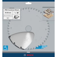 Bosch Professional PRO Construct Wood Kreissägeblatt, Ø 235mm, 16Z Bohrung 30mm, für Handkreissägen